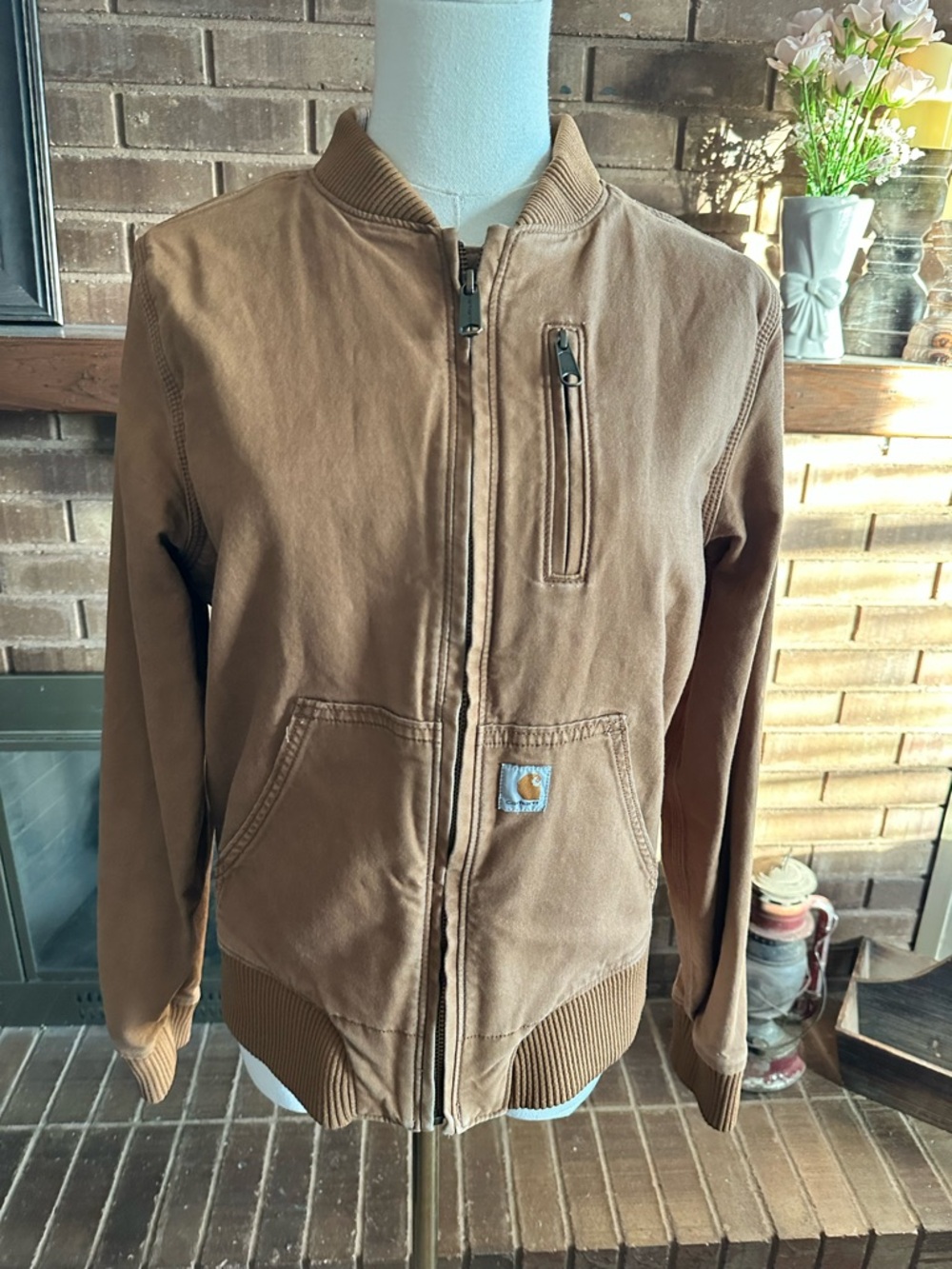 Carhartt Women Small Crawford Rugged Flex Canvas Bomber Jacket Brown